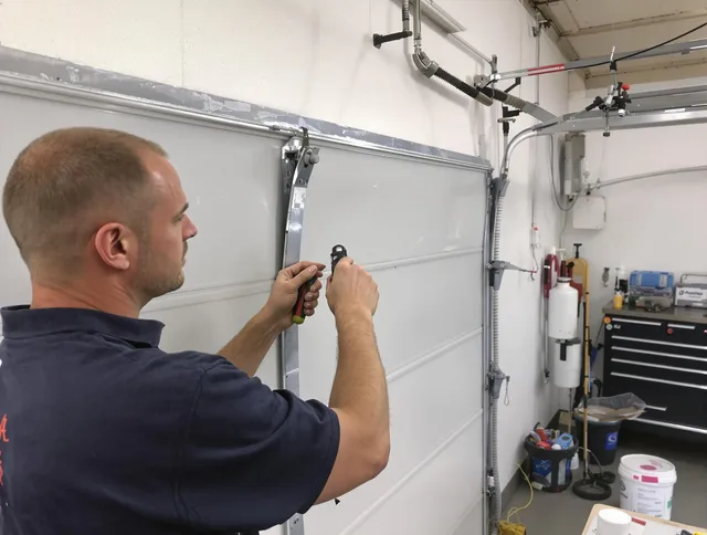 Before and after garage door dent repair by Montebello Garage Door Repair in Montebello
