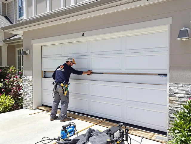 Montebello Garage Door Repair team performing complete garage door replacement at Montebello residence