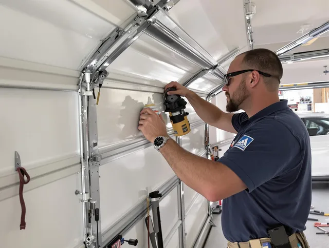Montebello Garage Door Repair technician quieting a noisy garage door in Montebello