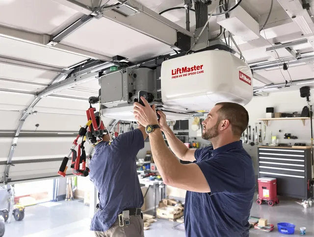 Montebello Garage Door Repair technician performing advanced diagnostics on garage opener in Montebello