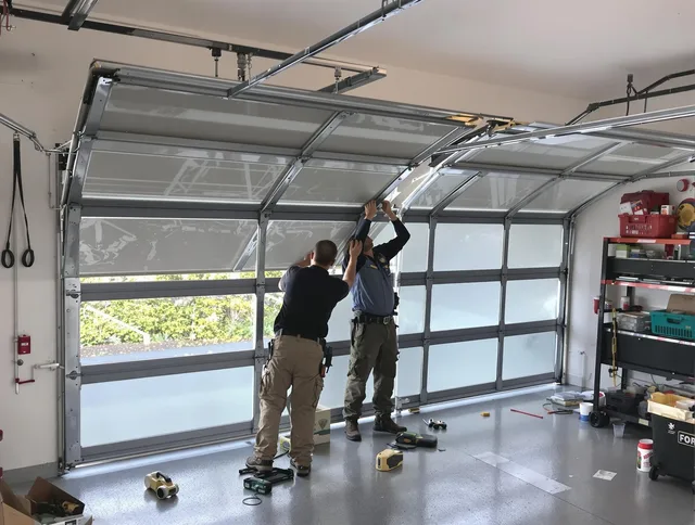 Montebello Garage Door Repair expert performing precise panel replacement on Montebello garage door