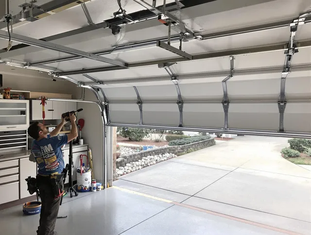 Garage door track repair service by Montebello Garage Door Repair in Montebello